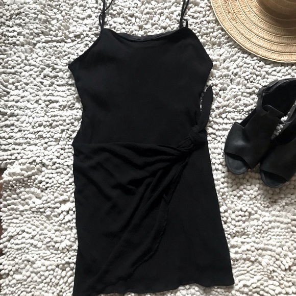 Forever 21 Black Sundress with Faux Wrap Skirt Adjusting Straps Size Large - Picture 3 of 9